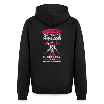 Prinzessin Feuerwehrfrau Freiwillige - Unisex Premium Bio Zip Hoodie - Schwarz - Hinten - Nico (187cm)
