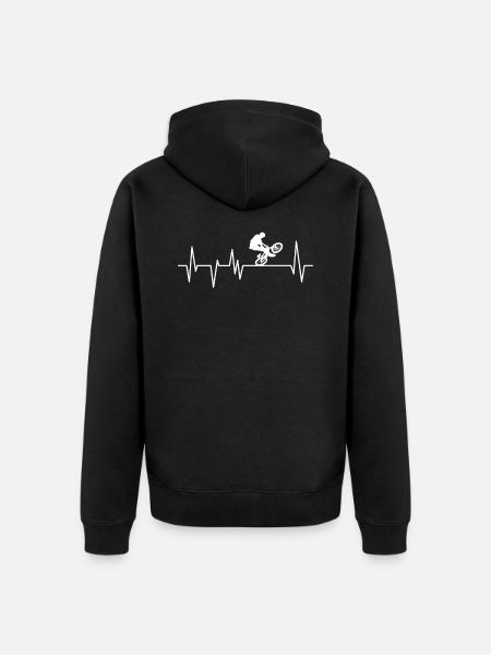 BMX heartbeat cycling gift - Unisex Premium Organic Zip Hoodie - black