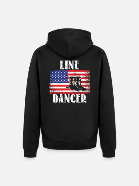Linedance Line Dancer USA Flagge - Unisex Premium Bio Zip Hoodie - Schwarz