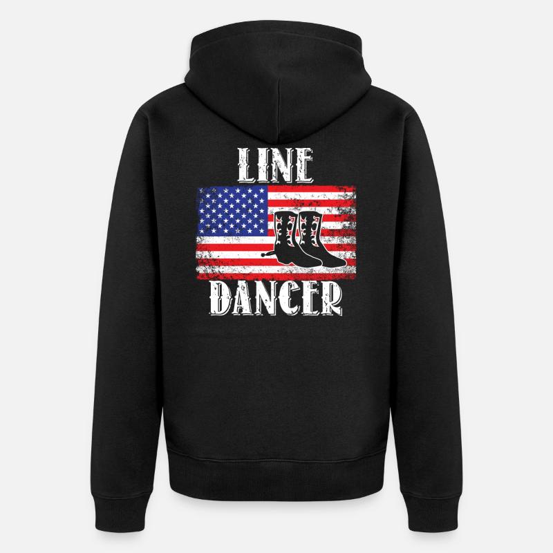Drapeau USA Linedance Line Dancer - Veste à capuche bio Premium Unisexe - noir