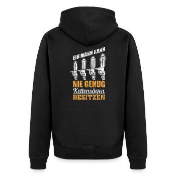 Forstwirt Kettensägen Handwerker Beruf Geschenk - Unisex Premium Bio Zip Hoodie - Schwarz - Hinten - Nico (187cm)