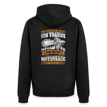 Forstwirt Motorsäge Geschenk - Unisex Premium Bio Zip Hoodie - Schwarz - Hinten - Nico (187cm)