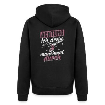 Achtung Drehe Durch Turner Gymnastik Akrobatik - Unisex Premium Bio Zip Hoodie - Schwarz - Hinten - Nico (187cm)