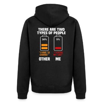 Lustiges Elektroauto Geschenk - Unisex Premium Bio Zip Hoodie - Schwarz - Hinten - Nico (187cm)
