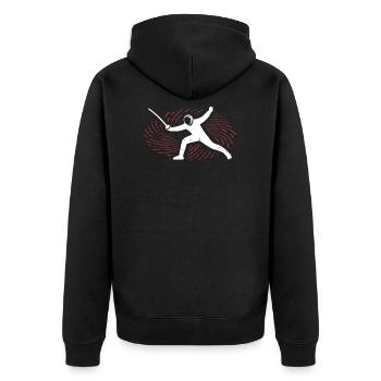 fencing - Unisex Premium Organic Zip Hoodie - black - Back - Nico (187cm)