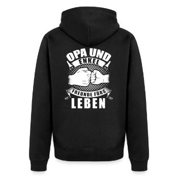 Opa und Enkel Freunde fürs Leben Geschenk - Unisex Premium Bio Zip Hoodie - Schwarz - Hinten - Nico (187cm)