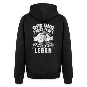 Opa und Enkel freunde fürs Leben Geschenkidee - Unisex Premium Bio Zip Hoodie - Schwarz - Hinten - Nico (187cm)