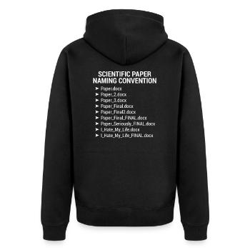Scientific Paper Naming Convention Dateinamen - Unisex Premium Bio Zip Hoodie - Schwarz - Hinten - Nico (187cm)