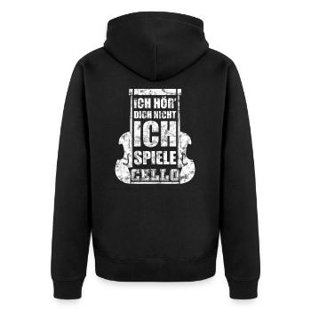 Cello Musik - Unisex Premium Bio Zip Hoodie - Schwarz - Hinten - Nico (187cm)