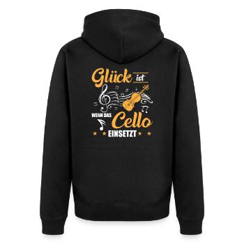 Cello Cellisten Musiker - Unisex Premium Bio Zip Hoodie - Schwarz - Hinten - Nico (187cm)