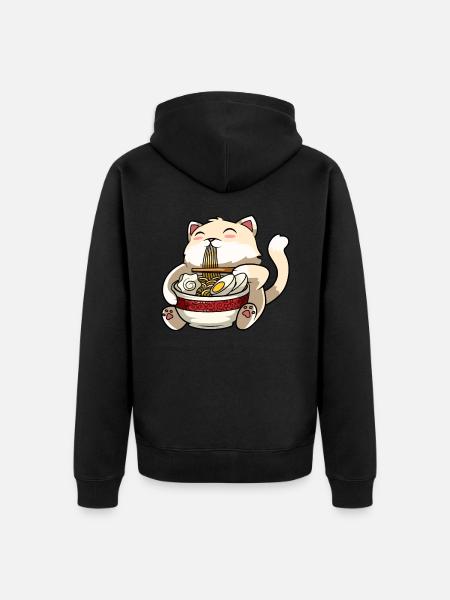 Ramen cat - Unisex Premium Organic Zip Hoodie - black