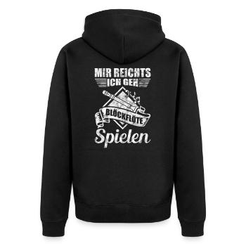 Blockflöte Leidenschaft - Unisex Premium Bio Zip Hoodie - Schwarz - Hinten - Nico (187cm)