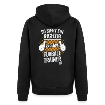 Lustiges Fußballtrainer Motiv - Unisex Premium Bio Zip Hoodie - Schwarz - Hinten - Nico (187cm)