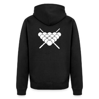 Billard - Unisex Premium Bio Zip Hoodie - Schwarz - Hinten - Nico (187cm)