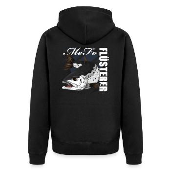 Meerforellen Flüsterer - Angeln - Unisex Premium Bio Zip Hoodie - Schwarz - Hinten - Nico (187cm)