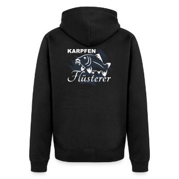 Karpfen Flüsterer - Unisex Premium Bio Zip Hoodie - Schwarz - Hinten - Nico (187cm)