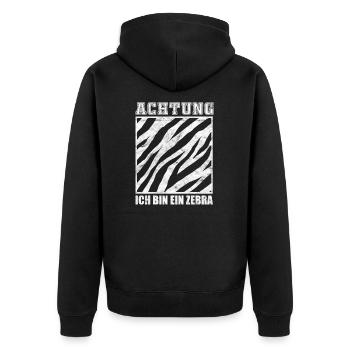 Achtung ich bin ein Zebra - Lustiges Kostüm Outfit - Unisex Premium Bio Zip Hoodie - Schwarz - Hinten - Nico (187cm)