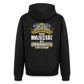 Bürgermeister Gemeinde Amt Stadt Geschenk - Unisex Premium Bio Zip Hoodie - Schwarz - Hinten - Nico (187cm)