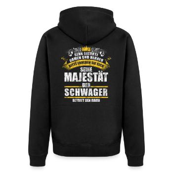 Schwager Bruder Ehemann - Unisex Premium Bio Zip Hoodie - Schwarz - Hinten - Nico (187cm)