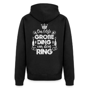 Junggesellinnenabschied Outfit - Unisex Premium Bio Zip Hoodie - Schwarz - Hinten - Nico (187cm)