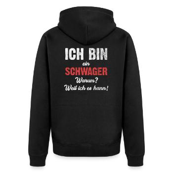 Schwager - Unisex Premium Bio Zip Hoodie - Schwarz - Hinten - Nico (187cm)