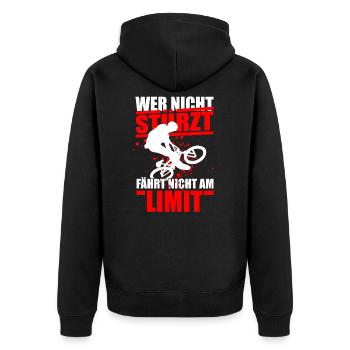 Mountainbiker Mountainbike Hobby - Unisex Premium Bio Zip Hoodie - Schwarz - Hinten - Nico (187cm)