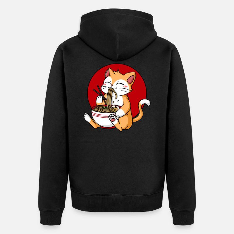 Chat Ramen - Veste à capuche bio Premium Unisexe - noir
