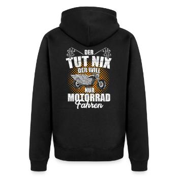 Motorrad lustiges Motorradfahrer Sprüche Geschenk - Unisex Premium Bio Zip Hoodie - Schwarz - Hinten - Nico (187cm)
