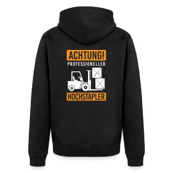 Professioneller Hochstapler Staplerfahrer Stapler - Unisex Premium Bio Zip Hoodie - Schwarz - Hinten - Nico (187cm)