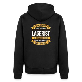 Lege Nie Lageristen An Lagerlogistik - Unisex Premium Bio Zip Hoodie - Schwarz - Hinten - Nico (187cm)