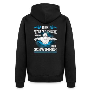Schwimmer Wasser Sport Geschenkidee - Unisex Premium Bio Zip Hoodie - Schwarz - Hinten - Nico (187cm)