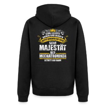Mechatroniker - Unisex Premium Bio Zip Hoodie - Schwarz - Hinten - Nico (187cm)