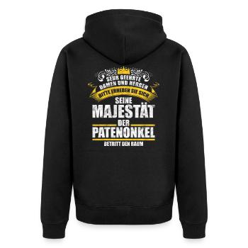 Patenonkel Taufe Taufgeschenk Geschenk - Unisex Premium Bio Zip Hoodie - Schwarz - Hinten - Nico (187cm)