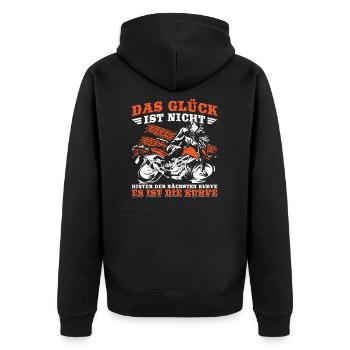 Glück Ist Kurve Motorrad Motorradfahrer Biker - Unisex Premium Bio Zip Hoodie - Schwarz - Hinten - Nico (187cm)
