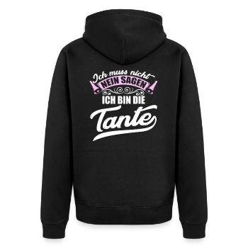 Ich muss nicht nein sagen ich bin die Tante - Unisex Premium Bio Zip Hoodie - Schwarz - Hinten - Nico (187cm)
