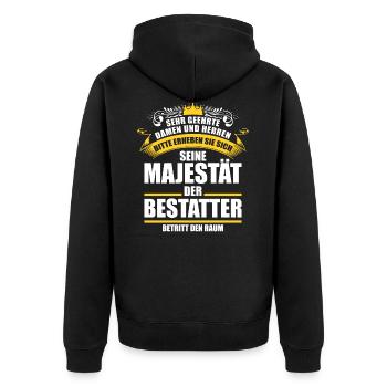 Lustiges Bestatter Sprüche Geschenk - Unisex Premium Bio Zip Hoodie - Schwarz - Hinten - Nico (187cm)