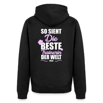 So sieht die beste Trainerin der Welt aus - Unisex Premium Bio Zip Hoodie - Schwarz - Hinten - Nico (187cm)
