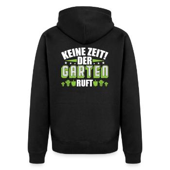 Gärtner Garten Gartenbau Outfit - Unisex Premium Bio Zip Hoodie - Schwarz - Hinten - Nico (187cm)