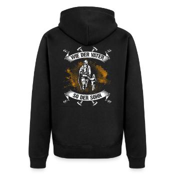 Feuerwehr Feuerwehrmann Vater und Sohn Design - Unisex Premium Bio Zip Hoodie - Schwarz - Hinten - Nico (187cm)