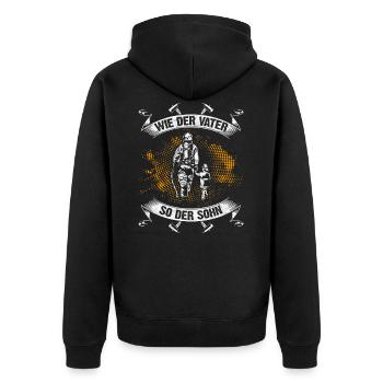 Feuerwehr Feuerwehrmann Vater und Sohn Geschenk - Unisex Premium Bio Zip Hoodie - Schwarz - Hinten - Nico (187cm)
