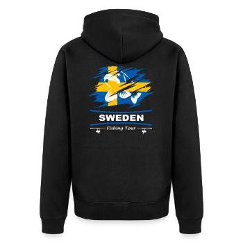 Sweden fishing - Unisex Premium Organic Zip Hoodie - black - Back - Nico (187cm)