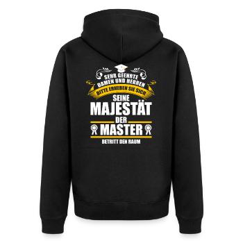 Master Abschluss Geschenk - Unisex Premium Bio Zip Hoodie - Schwarz - Hinten - Nico (187cm)