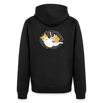 computer - Unisex Premium Organic Zip Hoodie - black - Back - Nico (187cm)