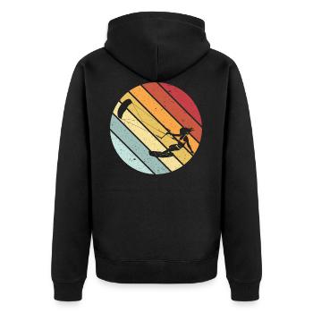 Kitesurfen - Unisex Premium Bio Zip Hoodie - Schwarz - Hinten - Nico (187cm)