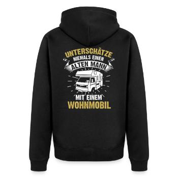 Funny camper camper camping caravan pensioner - Unisex Premium Organic Zip Hoodie - black - Back - Nico (187cm)