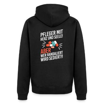 Pfleger Mit Herz Und Seele Altenheim Senioren - Unisex Premium Bio Zip Hoodie - Schwarz - Hinten - Nico (187cm)