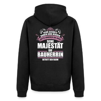 Lustiges Bauherrin Richtfest Geschenk - Unisex Premium Bio Zip Hoodie - Schwarz - Hinten - Nico (187cm)