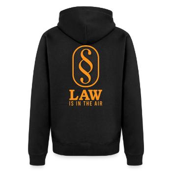 Law Is In The Air - Unisex Premium Bio Zip Hoodie - Schwarz - Hinten - Nico (187cm)