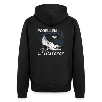 Forellen Flüsterer - Unisex Premium Bio Zip Hoodie - Schwarz - Hinten - Nico (187cm)