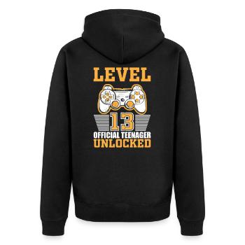 13e anniversaire gamer gambler teen cadeau - Veste à capuche bio Premium Unisexe - noir - Dos - Nico (187cm)